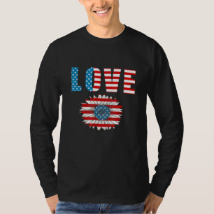 American Flag Heart White Blue 4. Juli Ind. T-Shirt