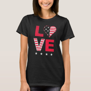 American Flag Heart White Blue Niedlich 4. Juli T-Shirt