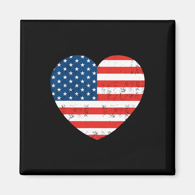 American Flag Herz 4. Juli USA Patriotic Magnet (Vorne)