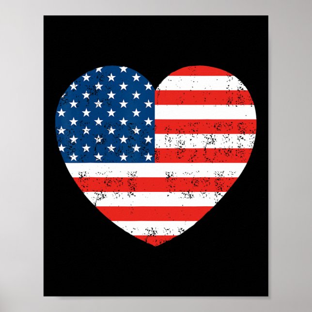 American Flag Herz 4. Juli USA Patriotic Poster (Vorne)