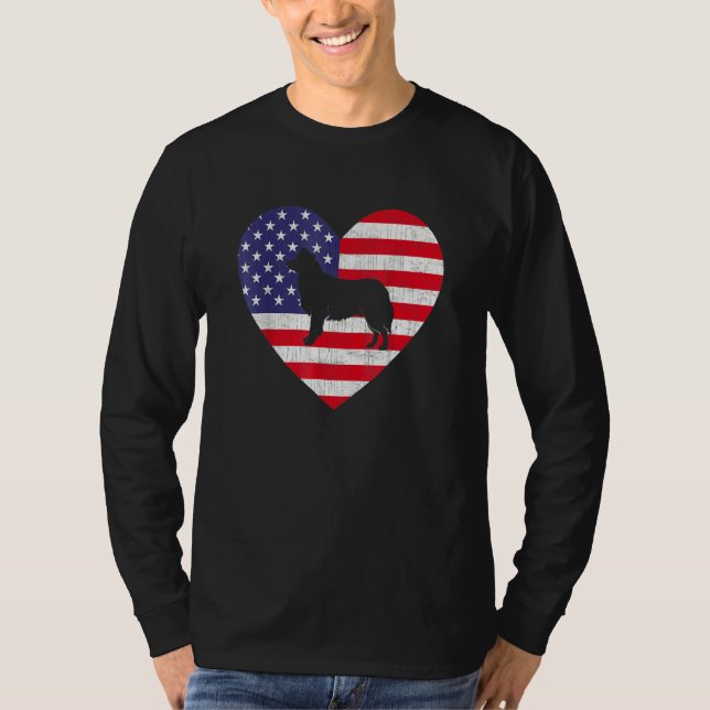 American Flag Herzog Collie Hund 4. Juli T-Shirt (Vorderseite)