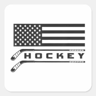 American Flag Hockey Apparel - Hockey Quadratischer Aufkleber