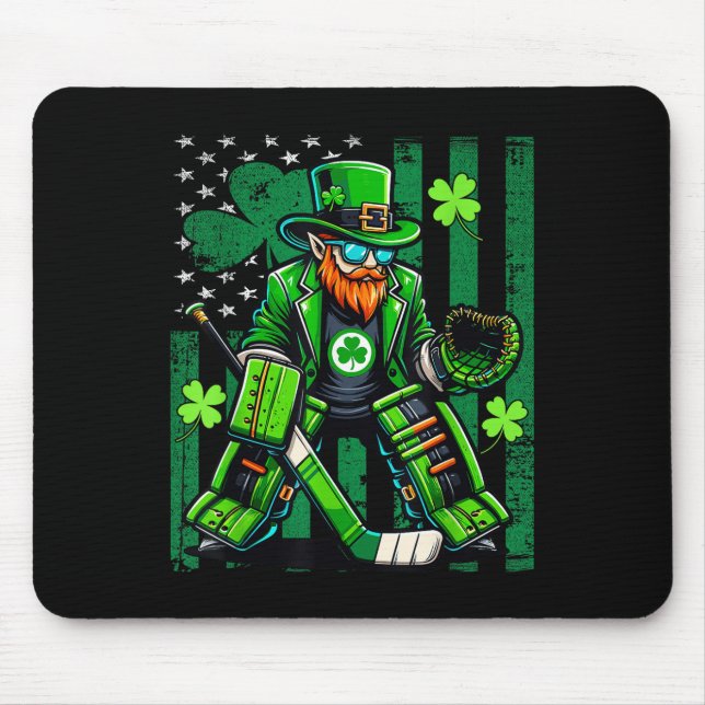 American Flag Hockey Goalie Saint Patrick's Da Mousepad (Vorne)