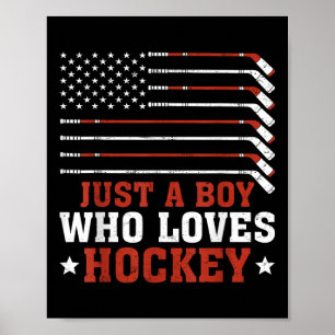 American Flag Hockey Lover Boys Kinder Son Just A Poster
