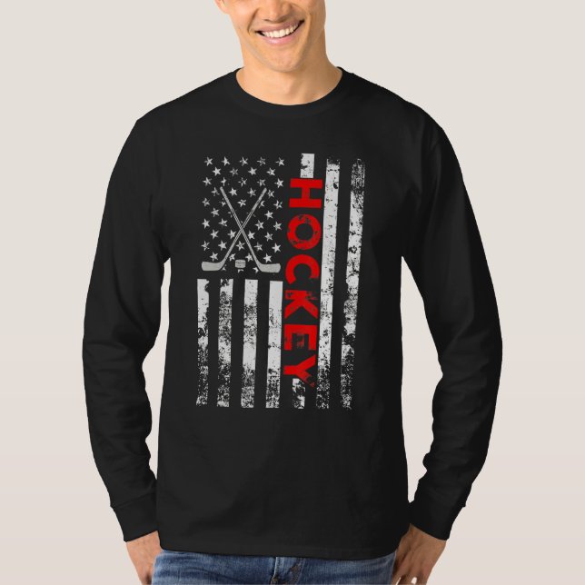 American Flag Hockey Usa Patriotic T-Shirt (Vorderseite)