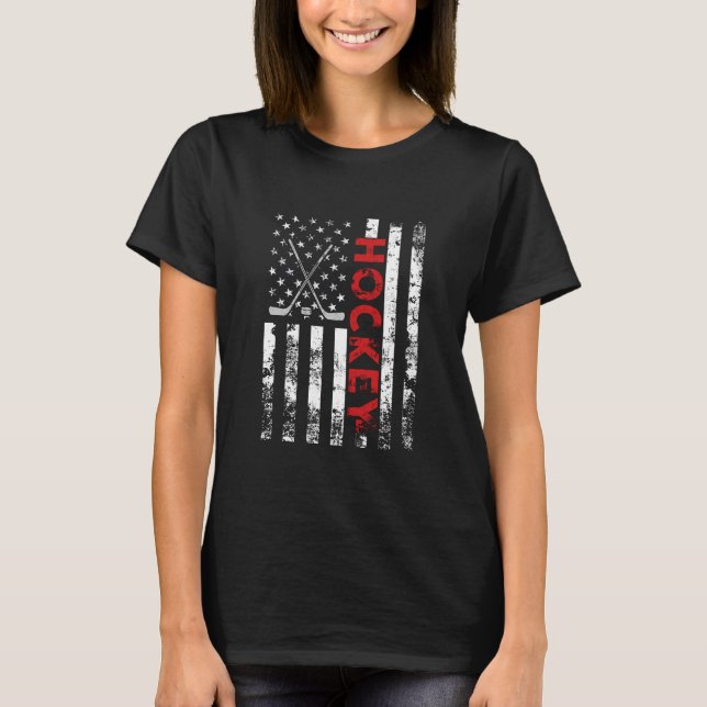 American Flag Hockey USA Patriotic T-Shirt (Vorderseite)