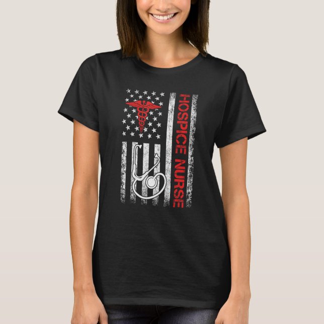 American Flag Hospice Nurse End of Life Palliative T-Shirt (Vorderseite)