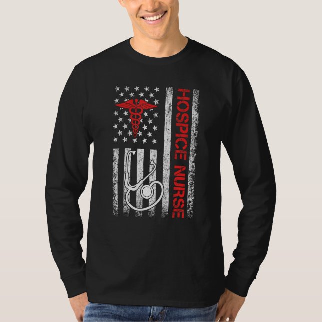 American Flag Hospice Nurse End of Life Palliative T-Shirt (Vorderseite)