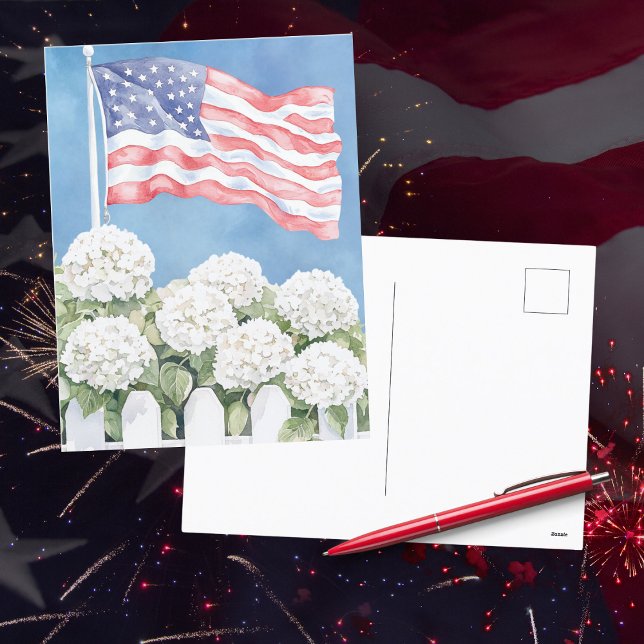 American Flag Hydrangeas Americana Postkarte (Von Creator hochgeladen)
