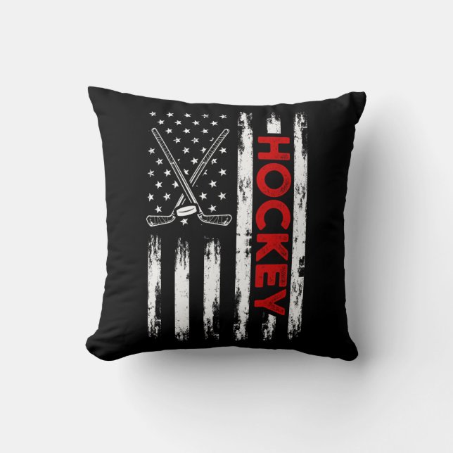 American Flag Ice Hockey Player USA 4. Juli Kissen (Vorderseite)