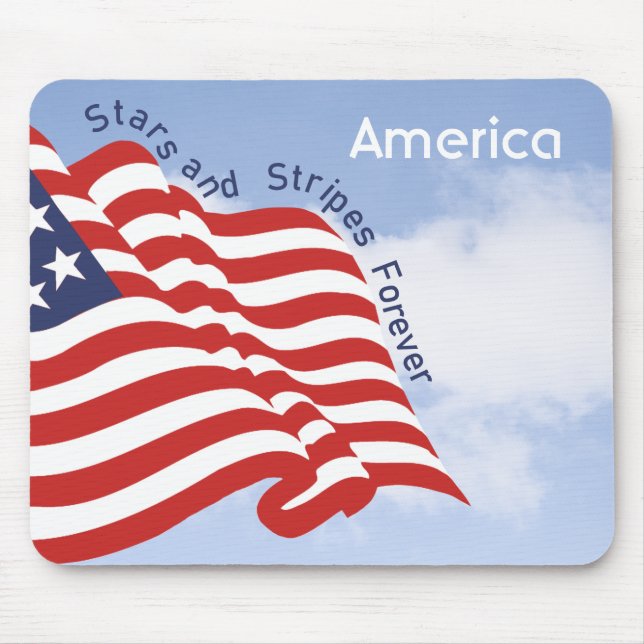 American Flag Illustration Red White Blue Sky Mousepad (Vorne)