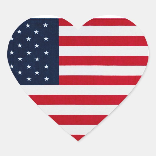 American Flag In Heart  Herz-Aufkleber (Vorderseite)