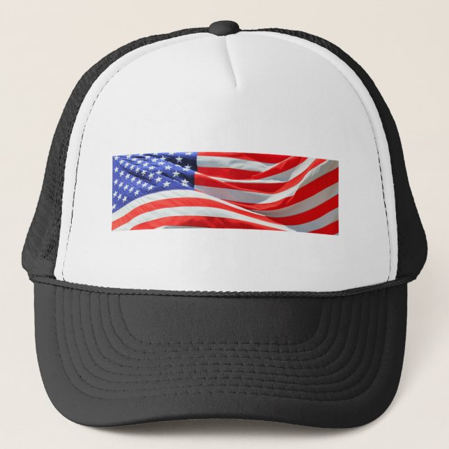 American Flag, können Sie Text hinzufügen und Foto Truckerkappe (Vorderseite)