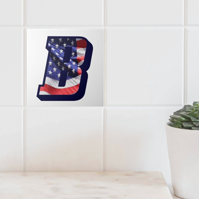 American Flag Letter "B" Keramik Tile für große Fo Fliese (American Flag Letter B Large Photo Decorative Ceramic Tile)