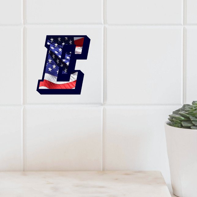American Flag Letter "E" Keramik Tile mit großem F Fliese (American Flag Letter "E" Large Photo Ceramic Tile)