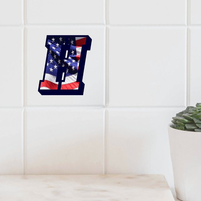 American Flag Letter "H" Large Foto Keramik Tile Fliese (Zazzle American Flag Letter H Large Photo Ceramic Tile Cover)