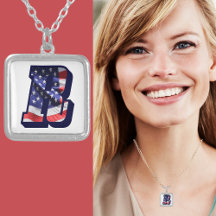 American Flag Letter R" Silver Plate-Kette