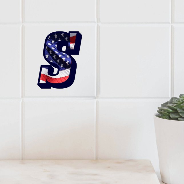 American Flag Letter "S" Keramik Tile für große Fo Fliese (American Flag Letter "S" Large Photo Ceramic Tile)
