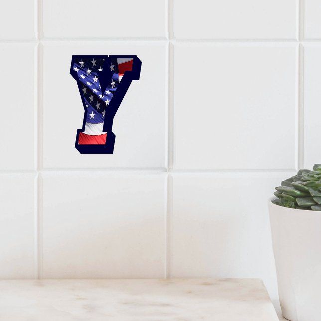 American Flag Letter "Y" Keramik Tile mit großem F Fliese ( American Flag Letter Y Large Photo Ceramic Tile Cover)