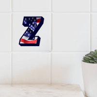 American Flag Letter "Z" Keramik Tile mit großem F