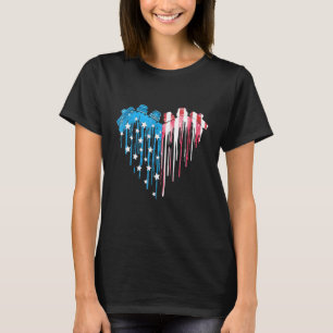 American Flag LKW Herz 4. Juli Starrs Cars T-Shirt