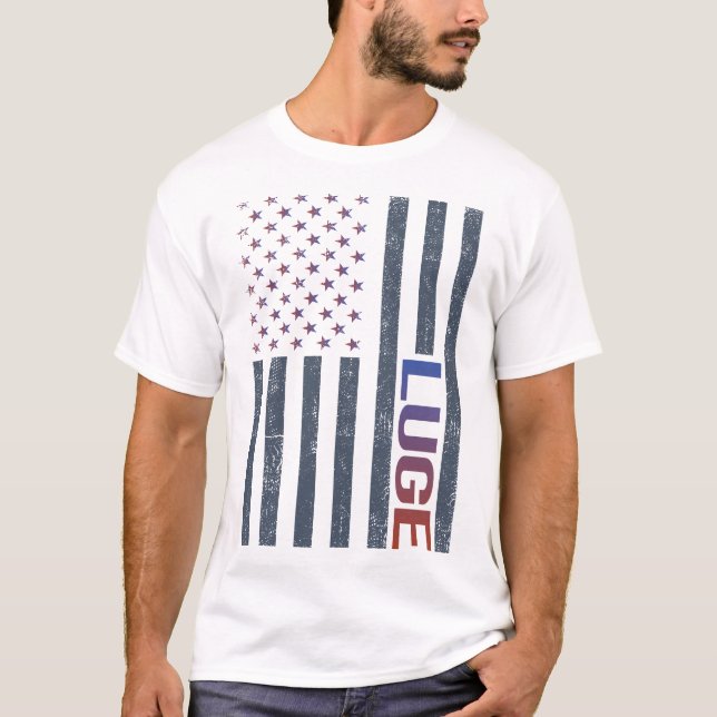 American Flag Luge Luger T-Shirt (Vorderseite)