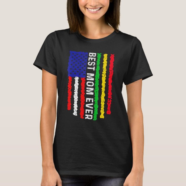 American Flag Mali Flag Beste Mama je Familie T-Shirt (Vorderseite)