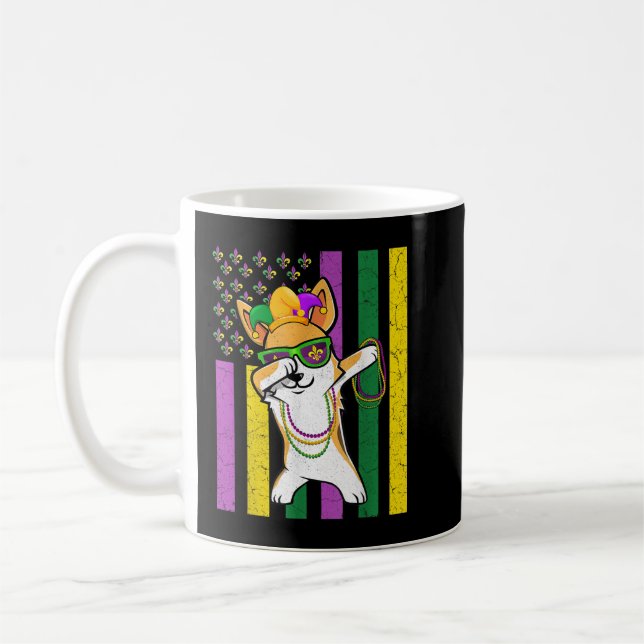 American Flag Mardi Gras Corgi Dog Festival Welpe Kaffeetasse (Links)