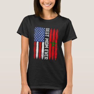 American Flag Marokko Flaggen Beste Mama je Famili T-Shirt