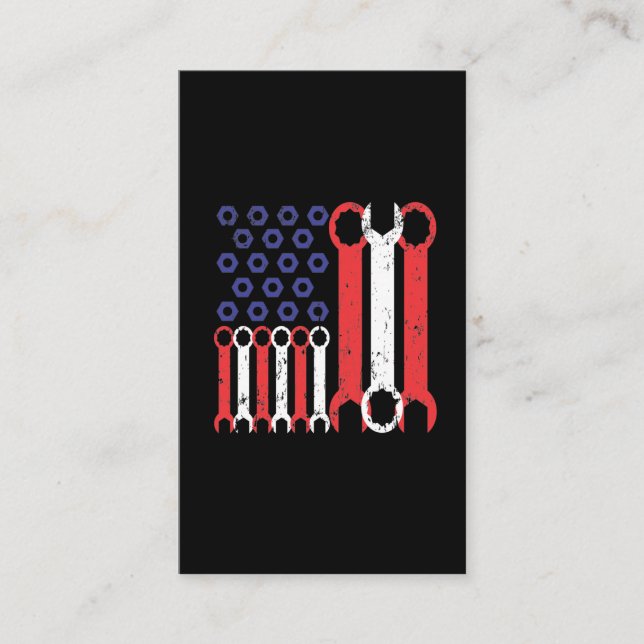 American Flag Mechanic Tools USA Liebe Handwerker Visitenkarte (Vorderseite)