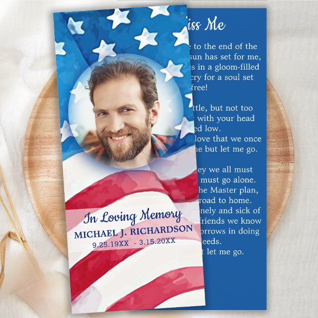American Flag Memorial Prayer Card Veteran Foto Menükarte (Von Creator hochgeladen)