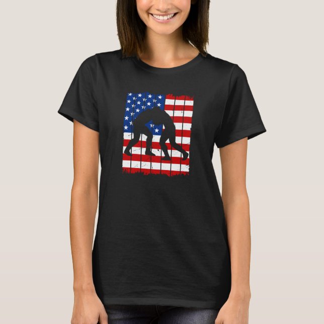 American Flag Men Wrestling T-Shirt (Vorderseite)