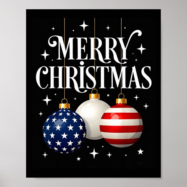 American Flag Merry Christmas Tree Baubles Us Patr Poster (Vorne)
