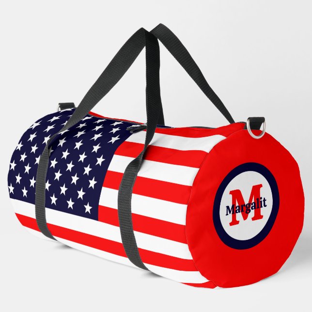 American Flag Monogram Patriotic Large Duffel Bag Duffle Bag (Linke Ecke)