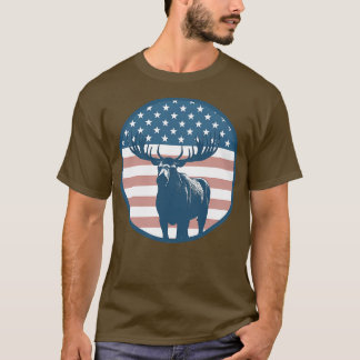 American Flag Moose 2 T-Shirt