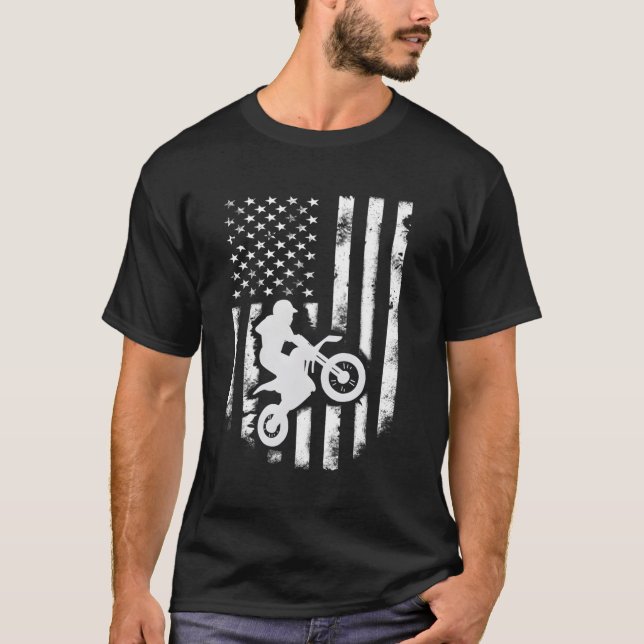 American Flag Motorcross Dirt Bike Jacket T-Shirt (Vorderseite)