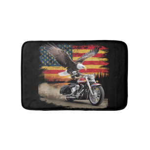 American Flag Motorrad Tshirt USA Flag Biker Ret Badematte