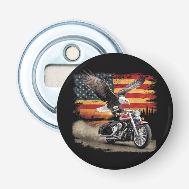 American Flag Motorrad Tshirt USA Flag Biker Ret Flaschenöffner (Vorderseite)