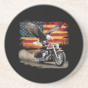 American Flag Motorrad Tshirt USA Flag Biker Ret Getränkeuntersetzer