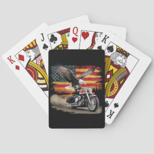 American Flag Motorrad Tshirt USA Flag Biker Ret Spielkarten
