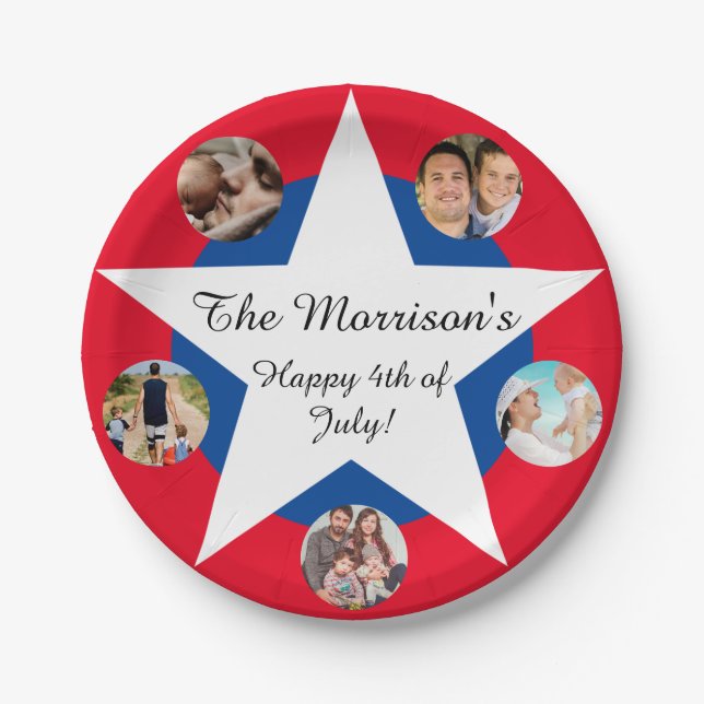 American Flag National Day Rot, Blau und Weiß Pap Pappteller (Vorderseite)