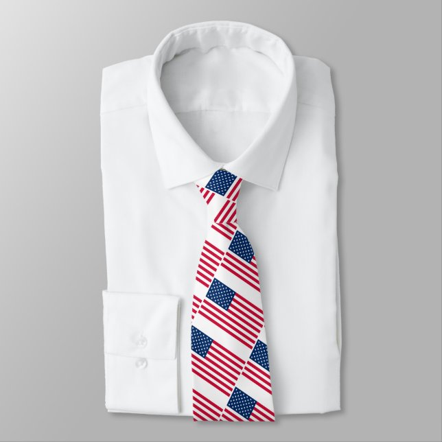 American Flag Neck Tie - Patriotic Krawatte (Gebunden)