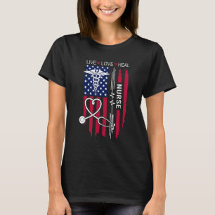 American Flag Nurse Day Geschenke, Weft Gift Nurse T-Shirt