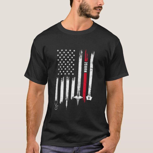 American Flag Nurse Day T-Shirt (Vorderseite)