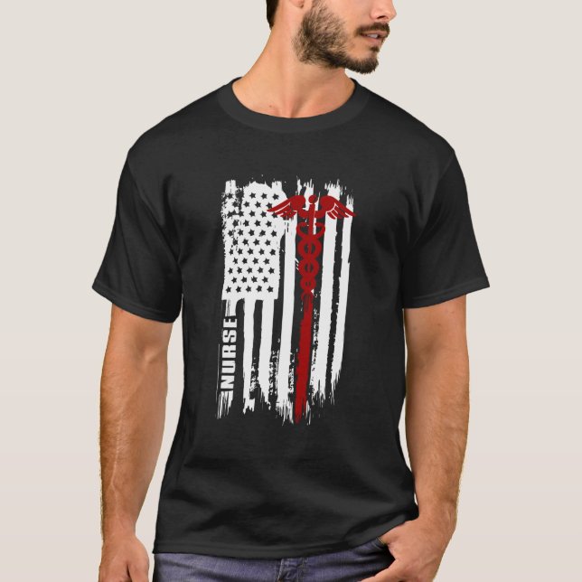 American Flag Nurse Usa Nurses Gift T-Shirt (Vorderseite)