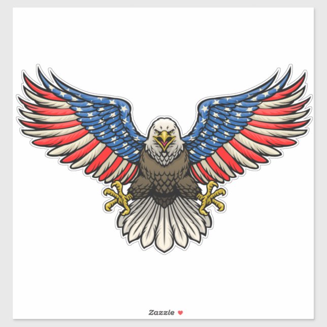 American Flag Painted Bald Eagle Patriotic Aufkleber (Blatt)