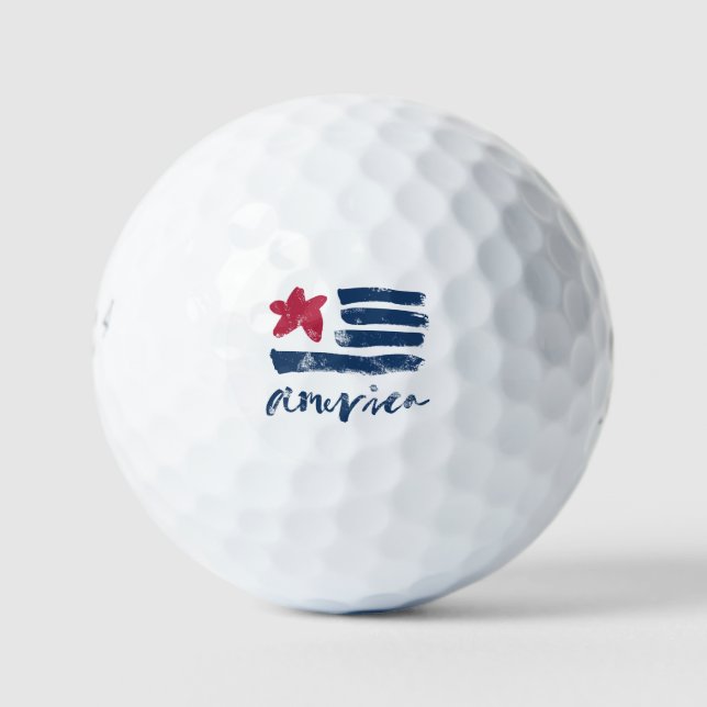 American Flag Paintstrokes Golfball (Vorderseite)