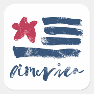 American Flag Paintstrokes Quadratischer Aufkleber