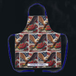 American Flag Patriotic Bald Eagle Schürze<br><div class="desc">Patriotic American Flag Bald Eagle & Roses Custom Name Apron – USA BBQ Kitchen Apron Show off your patriotic spirit in style with this bold Patriotic American Flag Bald Eagle and Roses Custom Name Apron. Featuring a powerful bald eagle set against the stars and stripes of the American flag, surrounded...</div>