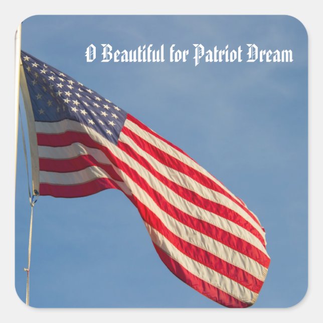 American Flag Patriotic Blue Sky Personalize Quadratischer Aufkleber (Vorderseite)